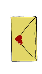 envelope with a red heart on a white background