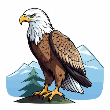 Eagle flat vector illustration. Eagle cartoon hand drawing isolated vector illustration.