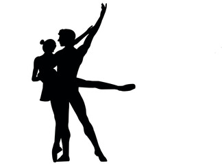 Fototapeta na wymiar Dancing couple silhouettes Vector work