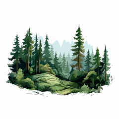 Forest flat vector illustration. Forest cartoon hand drawing isolated vector illustration.