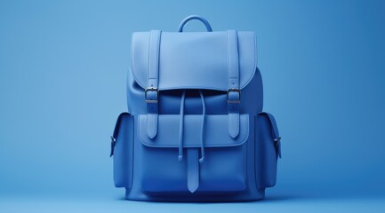 Fototapeta premium a blue backpack on a blue background