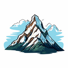 Mountain flat vector illustration. Mountain cartoon hand drawing isolated vector illustration.