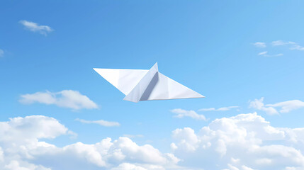 A paper airplane flying in the sky with a white background and a white background with a white background and a white background with a white background