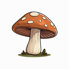 Mushroom flat vector illustration. Mushroom cartoon hand drawing isolated vector illustration.