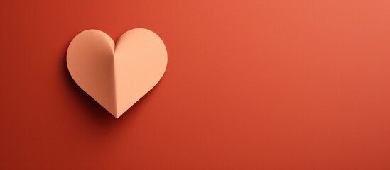 heart shape shaped out of paper on the red background