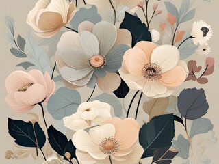 Soft gentle flowers. Floral illustration for web or printed products.