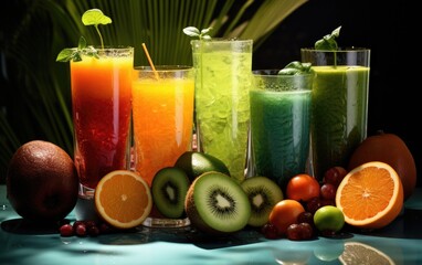 different fruits juices in glasses