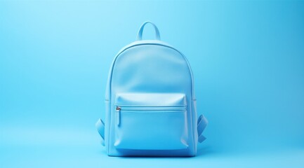 light blue backpack on a blue background
