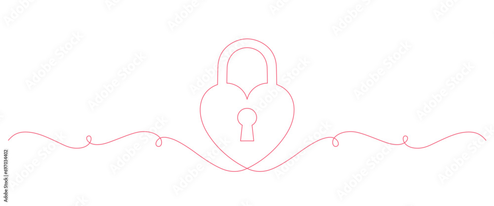 Wall mural love padlock line art style. valentine elements