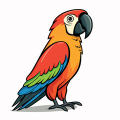 Parrot flat vector illustration. Parrot cartoon hand drawing isolated vector illustration.