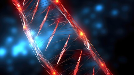 Abstract red DNA molecule structure background. Biochemistry, Genetics, Technology, Blood Donor Day concept. Helix Molecular illustration for card, wallpaper, banner, web, poster, print..