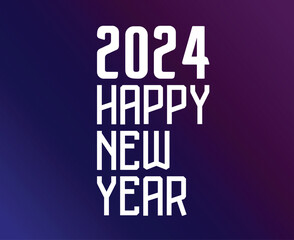 Happy New Year 2024 Abstract White Graphic Design Vector Logo Symbol Illustration With Purple Background