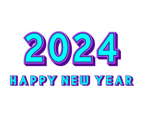 Happy New Year 2024 Abstract Purple And Cyan Graphic Design Vector Logo Symbol Illustration
