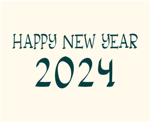 Fototapeta na wymiar Happy New Year 2024 Abstract Green Graphic Design Vector Logo Symbol Illustration