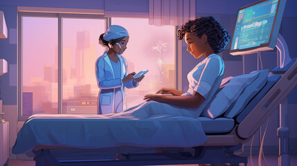doctor and patient in hospital - obrazy, fototapety, plakaty