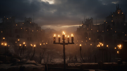 Obraz premium view of the burning candles 