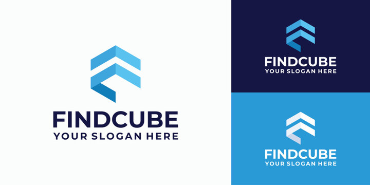 Letter F C logo design in cube shape