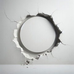 a cracked wall with a circular hole in it mockup. ai generative