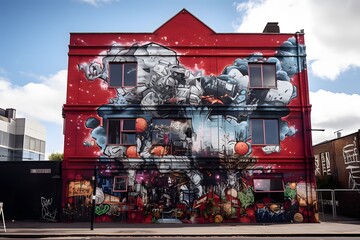 a building with a graffiti mural