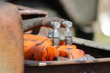Hydraulic system of the homemade mechanism. Close-up