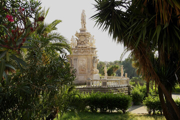 Glimpse of the royal gardens of Palermo, Sicily, Italy