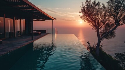 Sunset View from Luxury Villa with Minimalist Vibes