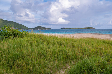 Beautiful Orient Beach With a View of Lush Green Mountains of St. Martin on the Left and Pinel...