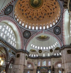 Fototapeta na wymiar Interior decoration of the Suleymanie Mosque
