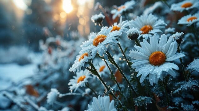 Daisies in the snow