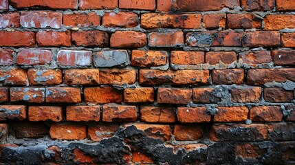 Old Red Brick Wall Panorama