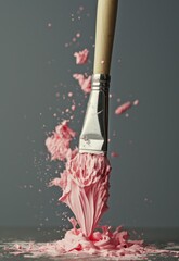 Pink Paint Falling from Sandblast Paintbrush