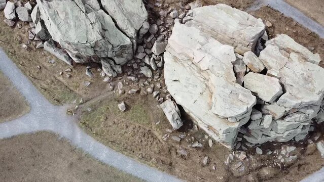 Bird's eye view of the Big Rock (glacial erratic) near Okotoks, Alberta, Canada
