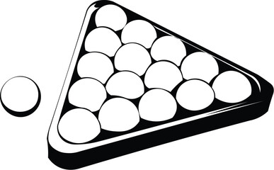 Cartoon Black and White Isolated Illustration Vector Of Racked Billiards Pool Balls