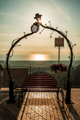 Trentinara, a small village in Cilento, known for the Flight of the Angel and the terrace of love. On the terrace there is a bench where kissing is obligatory. - obrazy, fototapety, plakaty