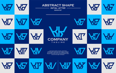 Modern line abstract trapezium letter K KK logo design set - obrazy, fototapety, plakaty