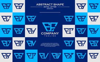 Modern line abstract trapezium letter F FF logo design set