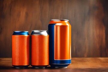 orange and blue can beverage packaging and advertising template