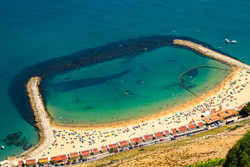 Sandy bay beach view from the top of the Rock of Gibraltar