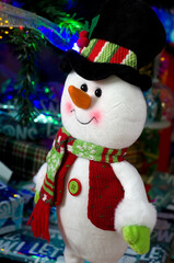 Macro Closeup of Snowman Christmas Interior Decoration