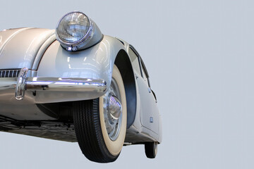 Classic vintage retro car design. Isolated on a light background. Copy space for text