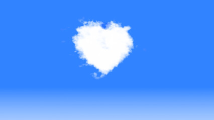 heart shaped cloud in a blue sky