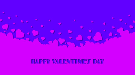 Red hearts futuristic random size on blue background for valentines day.