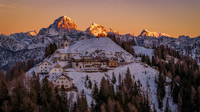 sunset in the mountains, Tarvisio, Monte Lussari, Italy