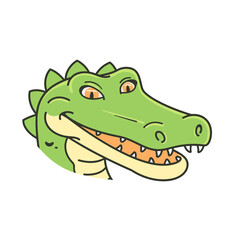 Happy green crocodile, white background, cartoon vector illustration, generated with AI