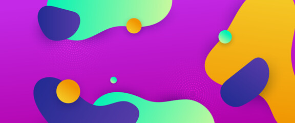 Fototapeta premium Colorful colourful vector simple minimalist banner with abstract liquid shapes. Colorful modern graphic design liquid element for banner, flyer, card, or brochure cover
