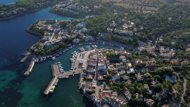Porto Petro in Majorca aerial view, Balearic Islands, Mediterranean Coast
