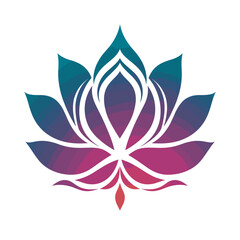 Lotus symbol. Line drawing.  Minimalistic label, icon, east, meditation, spa, peace 