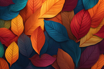 vibrant foliage pattern for background of website header, social media post, and blog with autumn colors