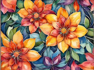Abstract Blossom: Bold and Colorful Watercolor Illustration Symbolizing Creativity and Innovation. generative AI