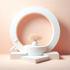 clean white podium beautiful background